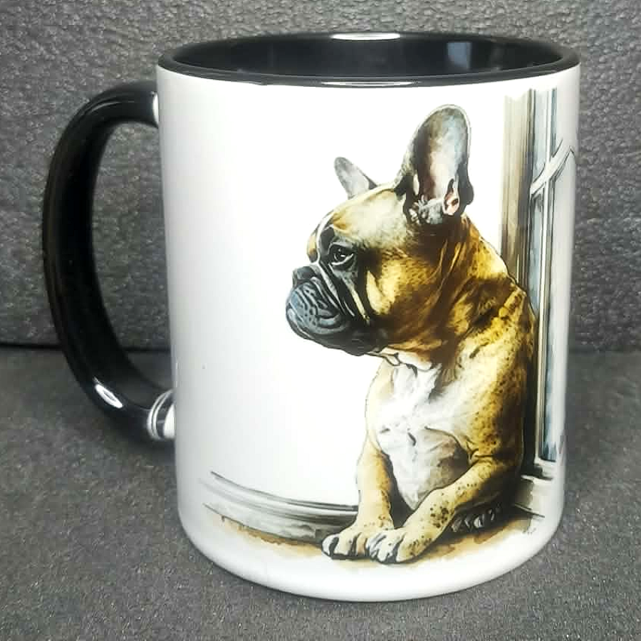 Keramiktasse Franz. Bulldogge beidseitig bedruckt