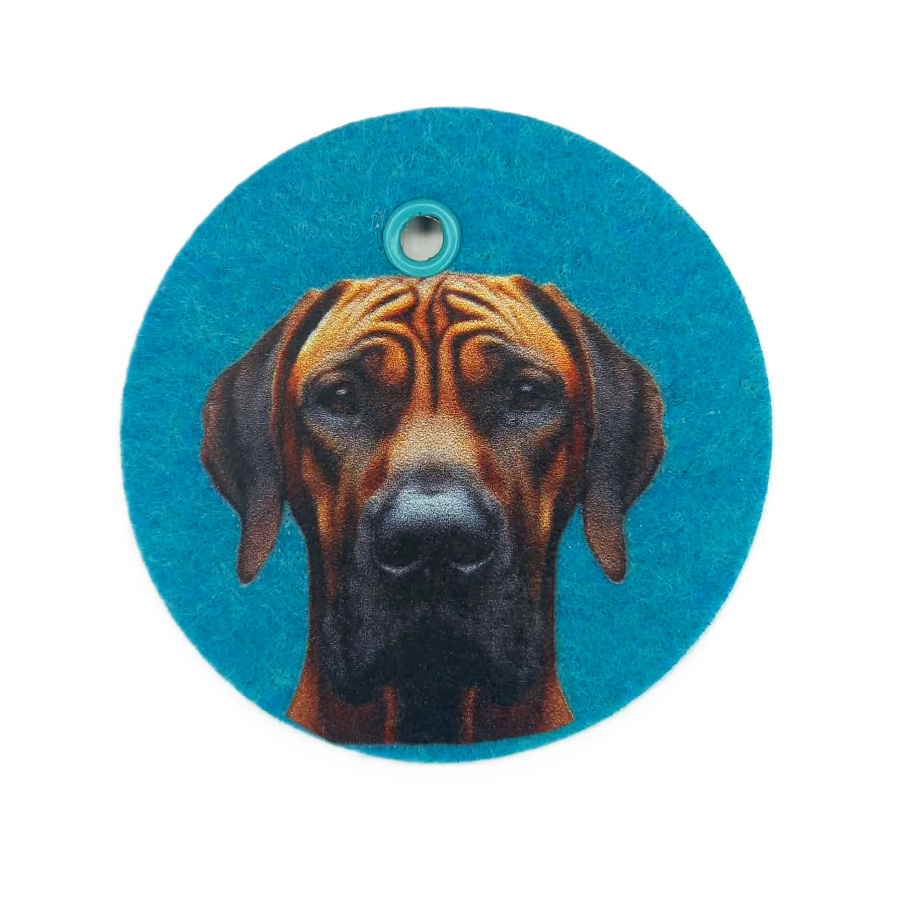 Schlüsselanhänger Filz rund Ø ca.70 mm mit Rhodesian Ridgeback