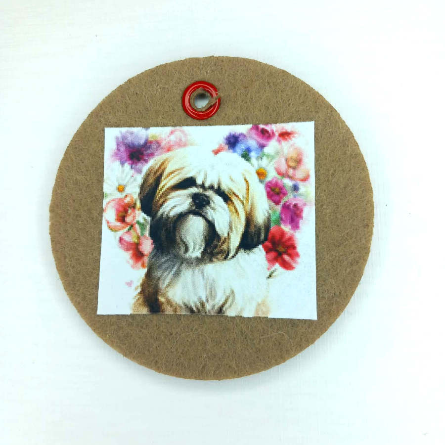 Schlüsselanhänger Filz rund Ø ca.70 mm mit Shih Tzu Motiv