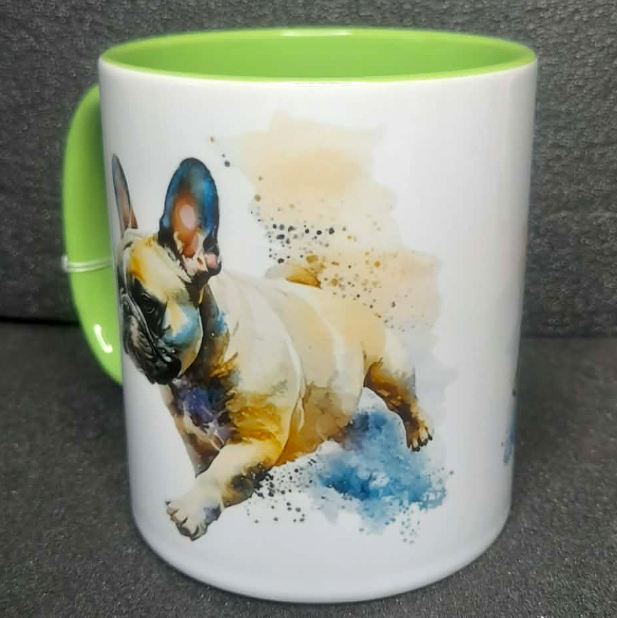 Keramiktasse Franz. Bulldogge beidseitig bedruckt