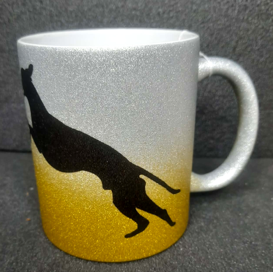 Glitzertasse Keramik Windhunde