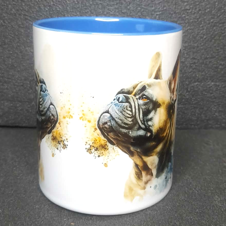 Keramiktasse Franz. Bulldogge beidseitig bedruckt