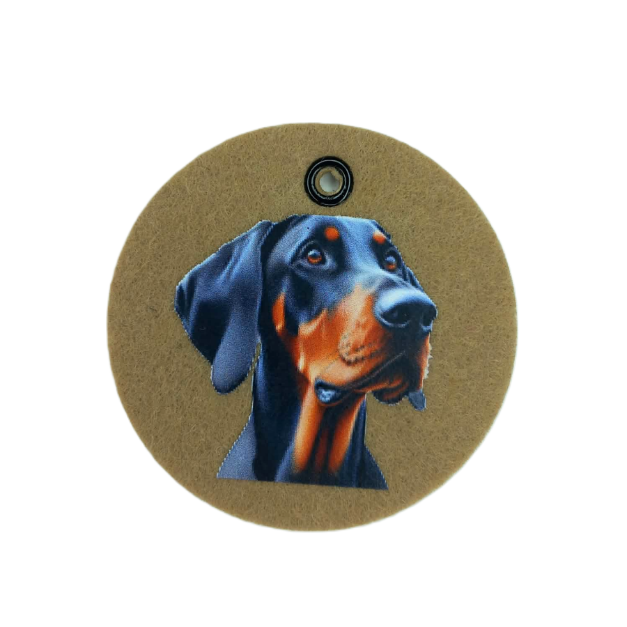 Schlüsselanhänger Filz rund Ø ca.70 mm mit Dobermann