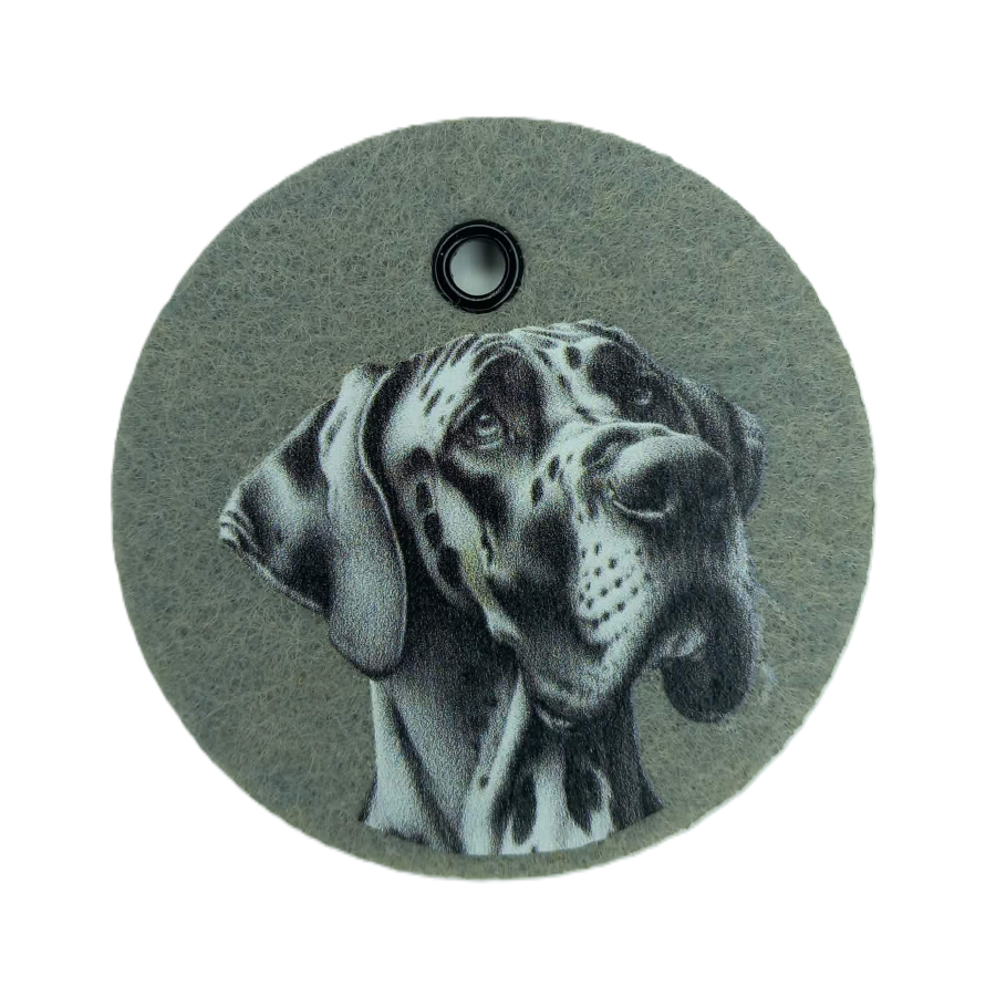 Schlüsselanhänger Filz rund Ø ca.70 mm mit Deutsche Dogge