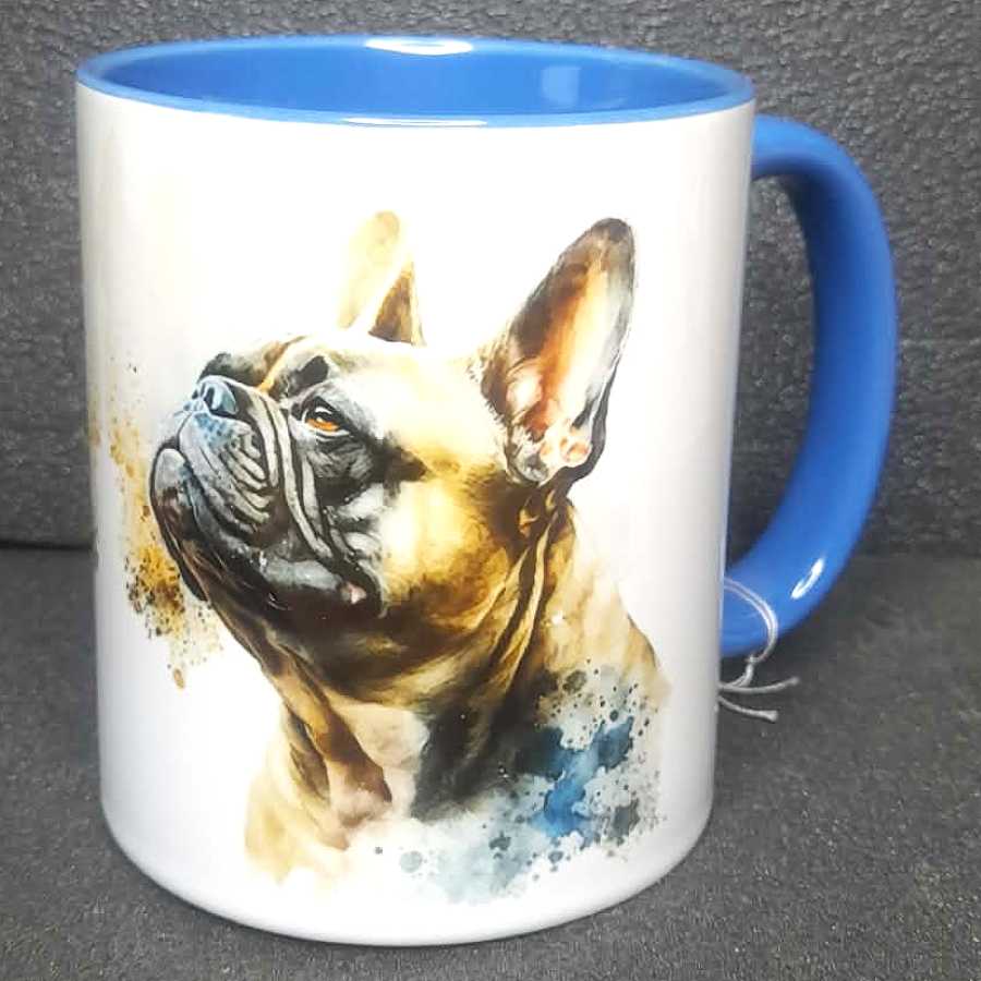 Keramiktasse Franz. Bulldogge beidseitig bedruckt
