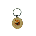 Schlüsselanhänger Holz rund Ø ca.40 mm mit  Pomeranian / Zwergspitz