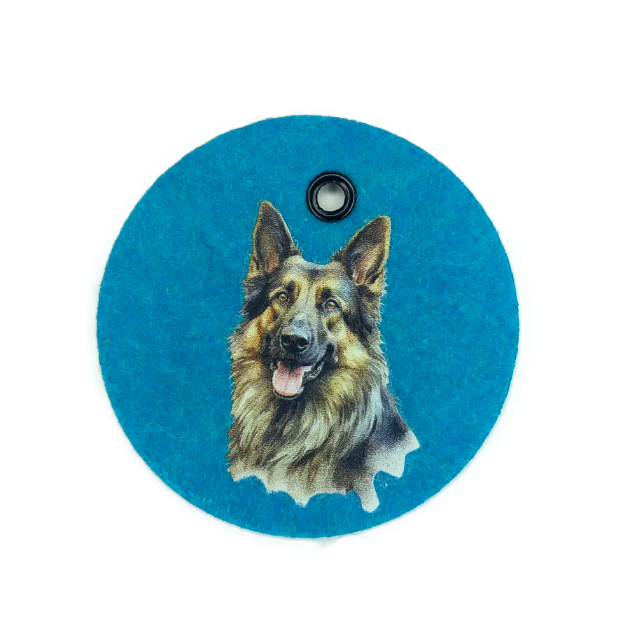 Schlüsselanhänger Filz rund Ø ca.70 mm mit Schäferhund Motiv
